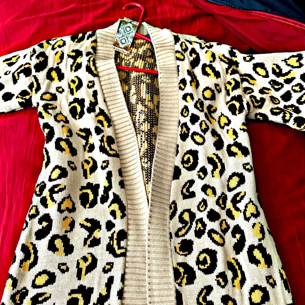 Brand New Plus Leopard Knitted Oversized Cardigan
